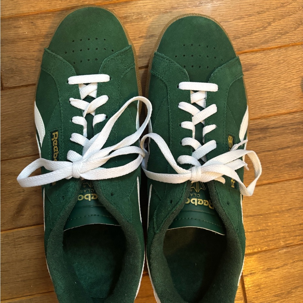 Reebok Green Sneakers with Suede Upper and White Laces